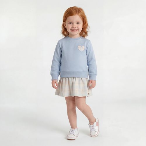 Vestido Bebê Feminino Montaria com Saia Xadrez - AZUL