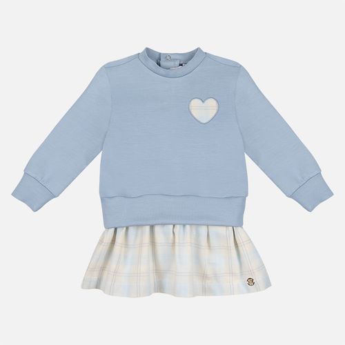 Vestido Bebê Feminino Montaria com Saia Xadrez - AZUL