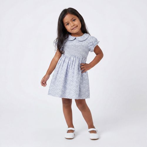 Vestido Bebê Feminino Ponto Smock Veludo Estampado - LILAS
