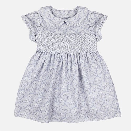 Vestido Bebê Feminino Ponto Smock Veludo Estampado - LILAS
