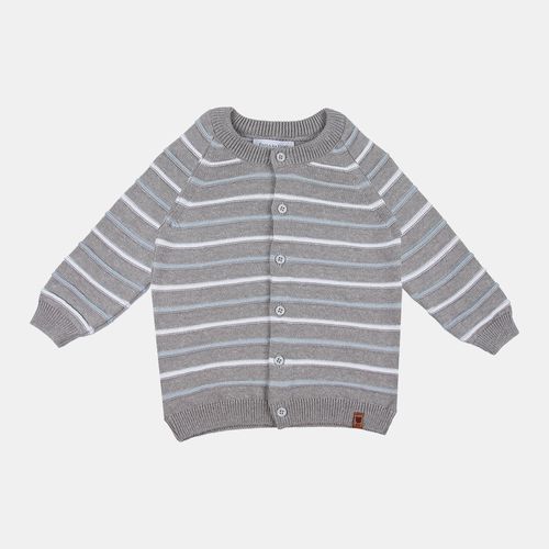 Conjunto Bebê Masculino Cardigan Listras Relevo - CINZA