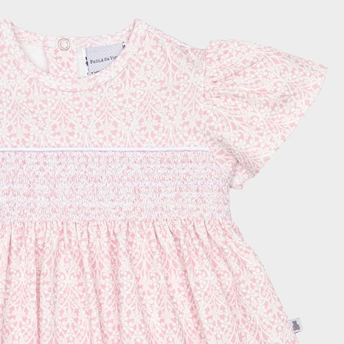 Macacão Vestido Bebê Feminino Egípcio Estampa Liberty - ROSA